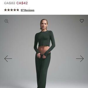 SKIMS sleep super Crop long sleeve color spruce size small NWT